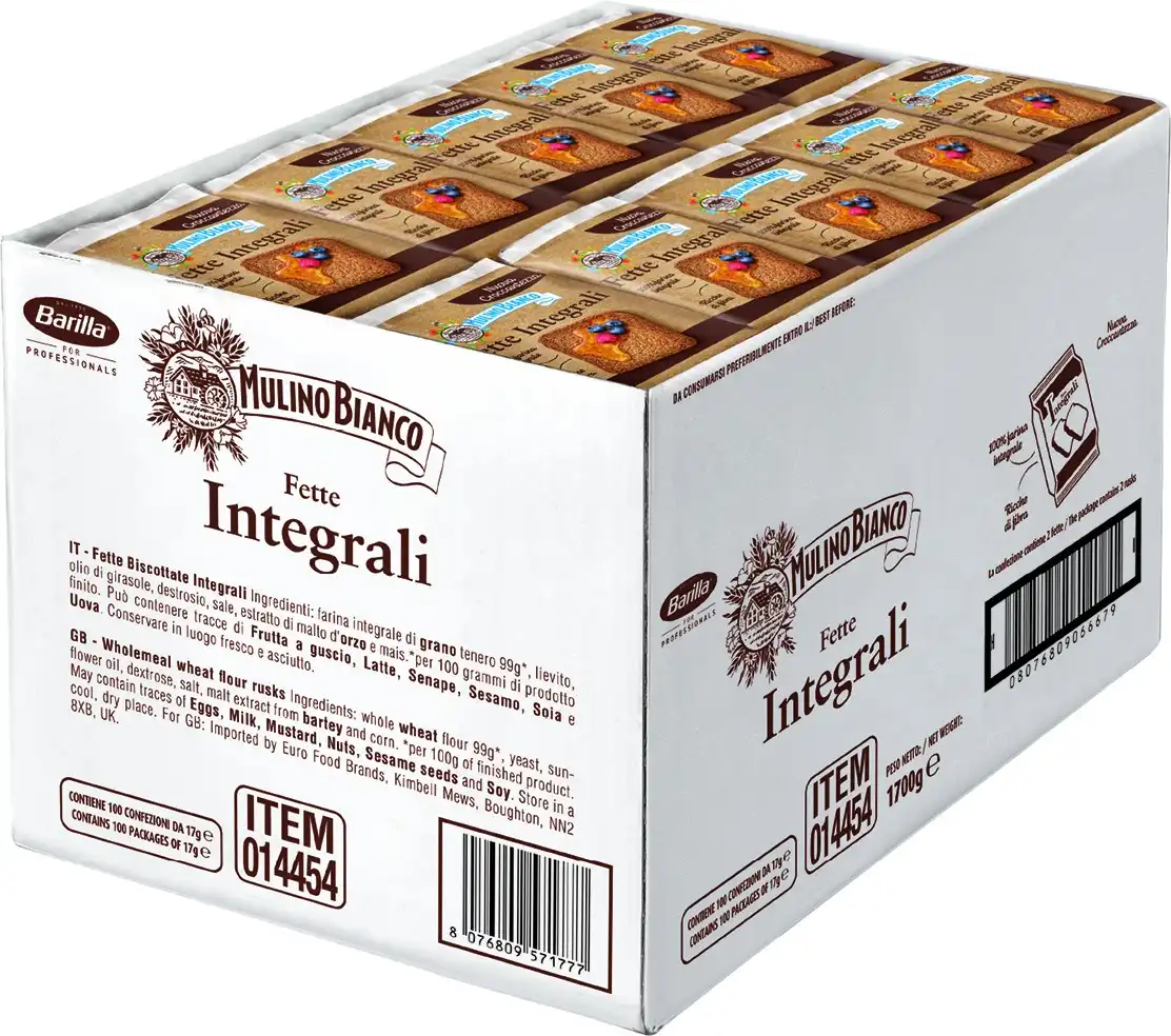 100 Fette Integrali Monoporzione + 120 Vaschette Crema Cacao Nocciole Kit Hotel