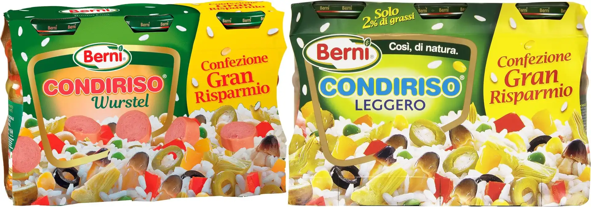 6X Condiriso Vasetti per Insalate di Riso Leggero e Wurstel Mix da 300g e 285g