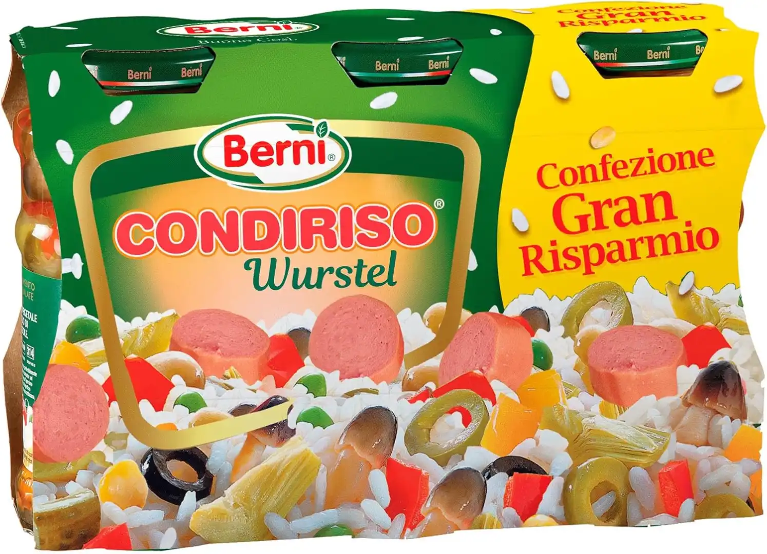 6X Condiriso Vasetti per Insalate di Riso Leggero e Wurstel Mix da 300g e 285g