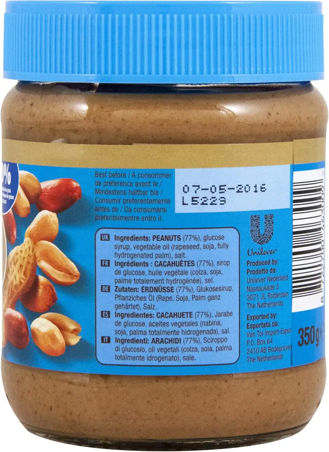 2x Burro di Arachidi Light Calvé 350g Ridotto in Grassi Fonte Proteine