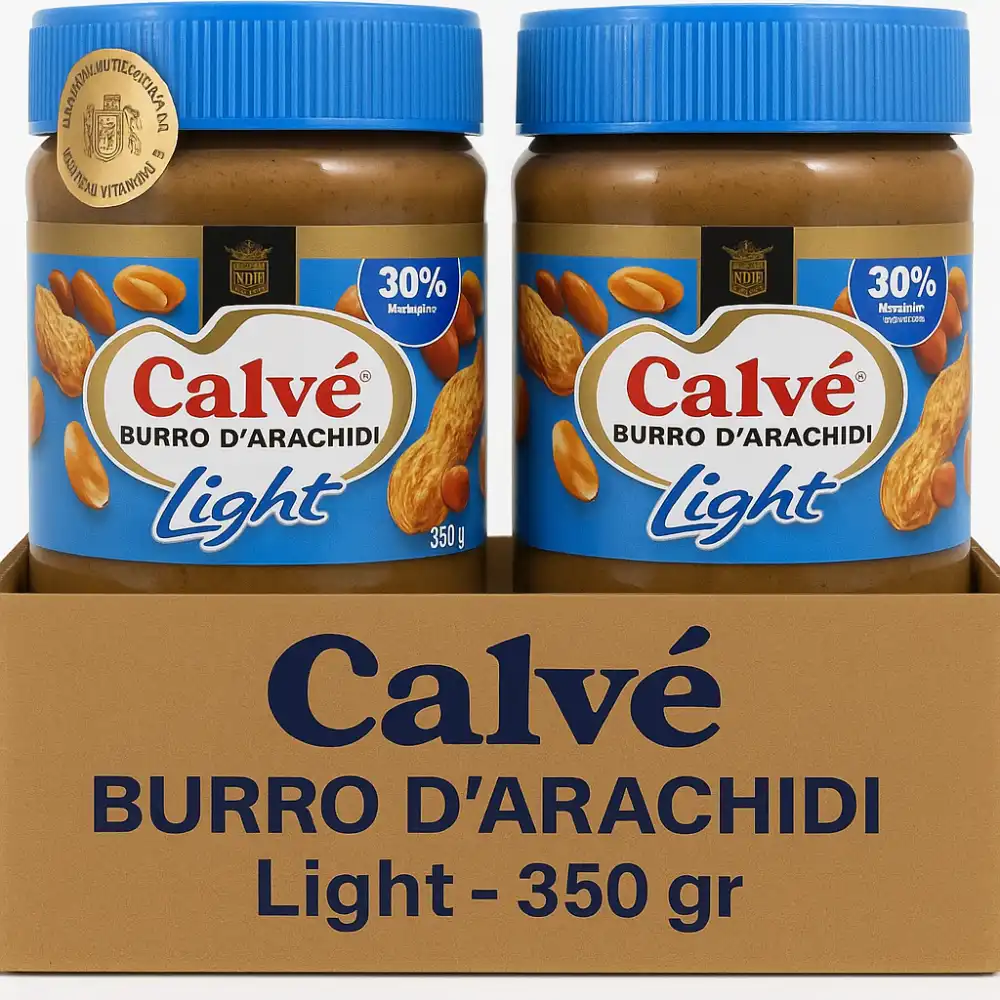 2x Burro di Arachidi Light Calvé 350g Ridotto in Grassi Fonte Proteine
