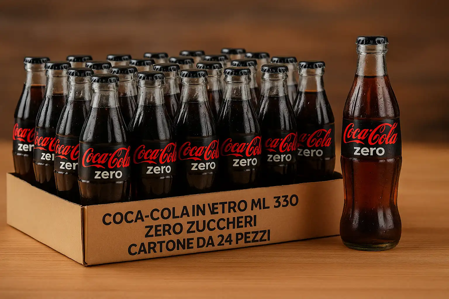 24 Bottiglie Coca-Cola Zero Vetro 330ml – Gusto Classico Senza Zuccheri