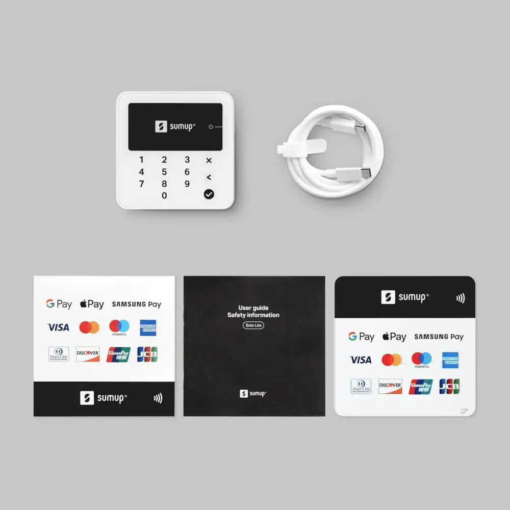 SumUp Solo Lite POS Bianco Portatile per Carte Contactless e Pagamenti Digitali
