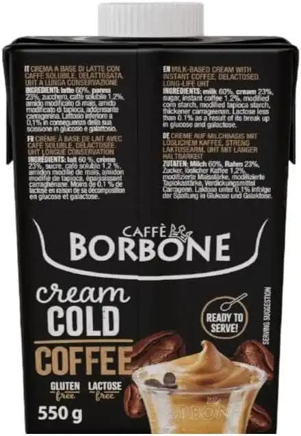 8x Borbone Crema Fredda al Caffè 550g – Pronta da Bere, Senza Glutine e Lattosio