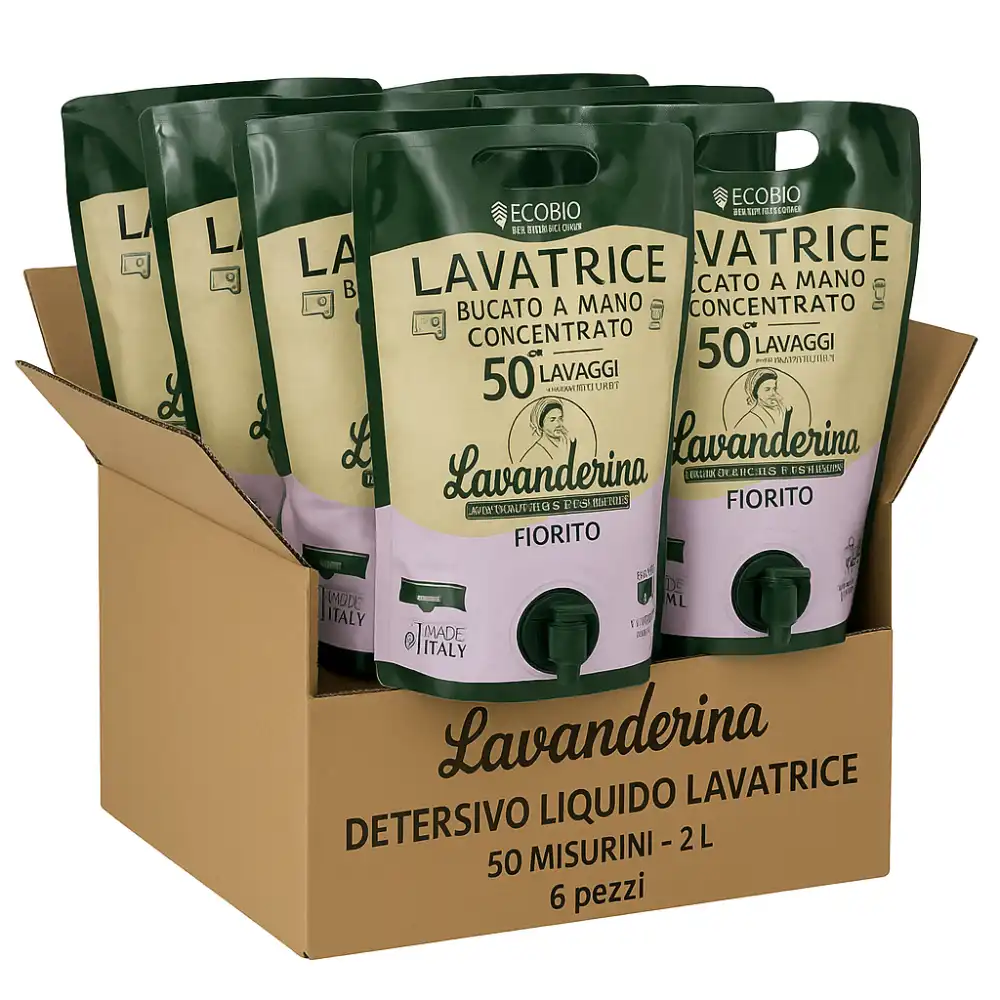 6x Lavanderina Detersivo Ecobusta 2L – 50 Lavaggi Concentrato Profumo Fiorito
