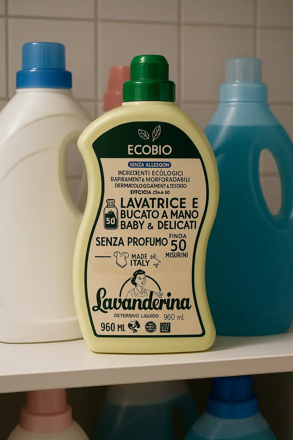 10x Lavanderina Detersivo Lavatrice Baby & Delicati 960ml –Senza Profumo 50 Lav.