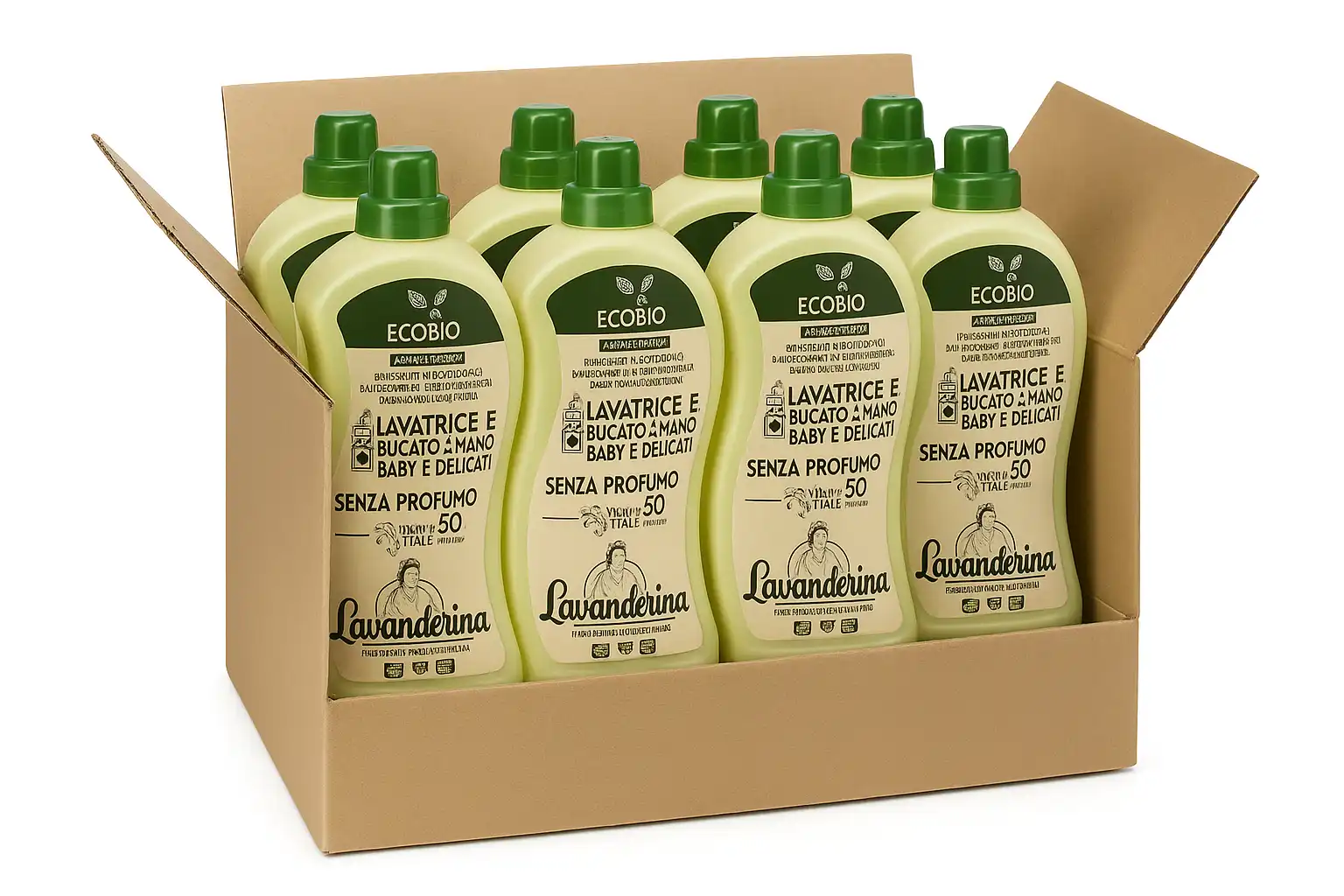 10x Lavanderina Detersivo Lavatrice Baby & Delicati 960ml –Senza Profumo 50 Lav.