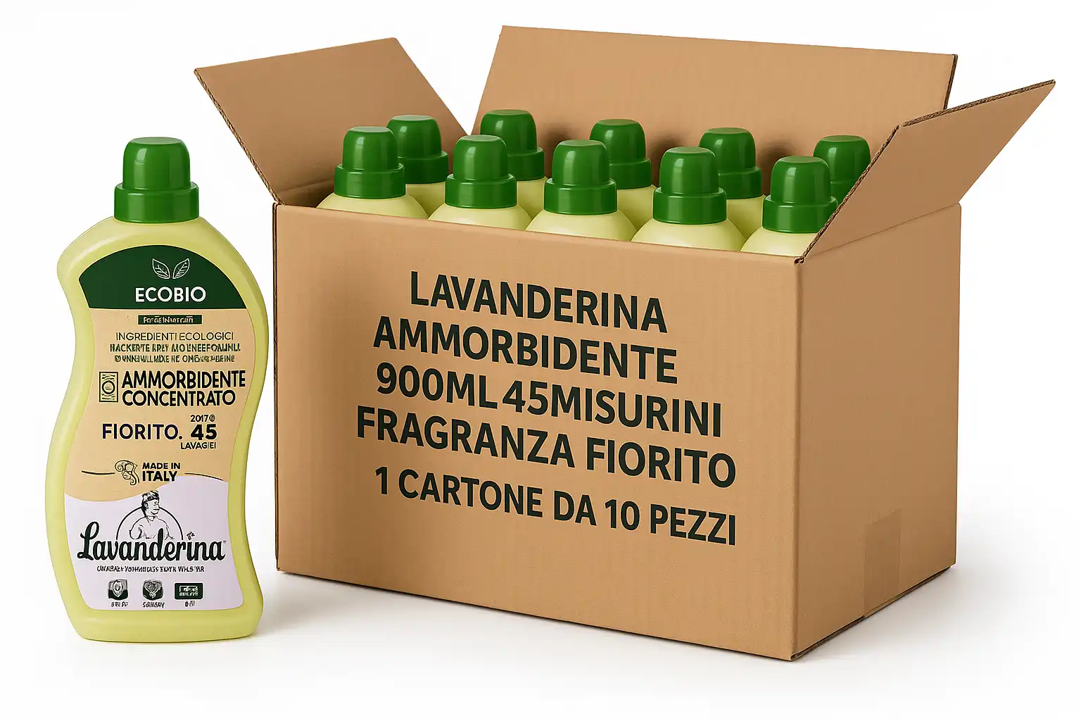 10x Lavanderina Ammorbidente Concentrato 900ml – 45 Lavaggi Profumo Fiorito
