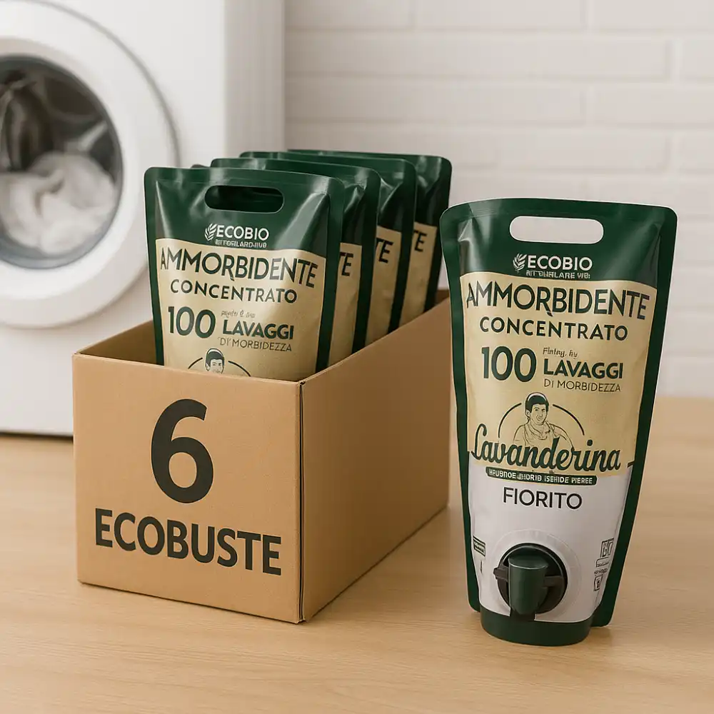6x Lavanderina Ammorbidente Concentrato 2L –100 Lavaggi Ecobusta Profumo Fiorito