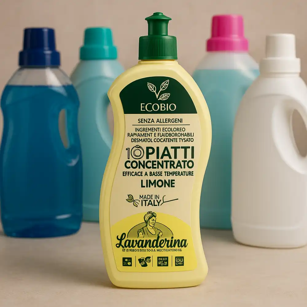 12x Lavanderina Piatti Concentrato 650ml – Ecobio al Limone, Efficace e Delicato