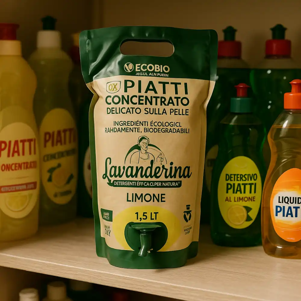 6x Lavanderina Piatti Concentrato 1,5L–Ecobusta Limone Delicato e Biodegradabile