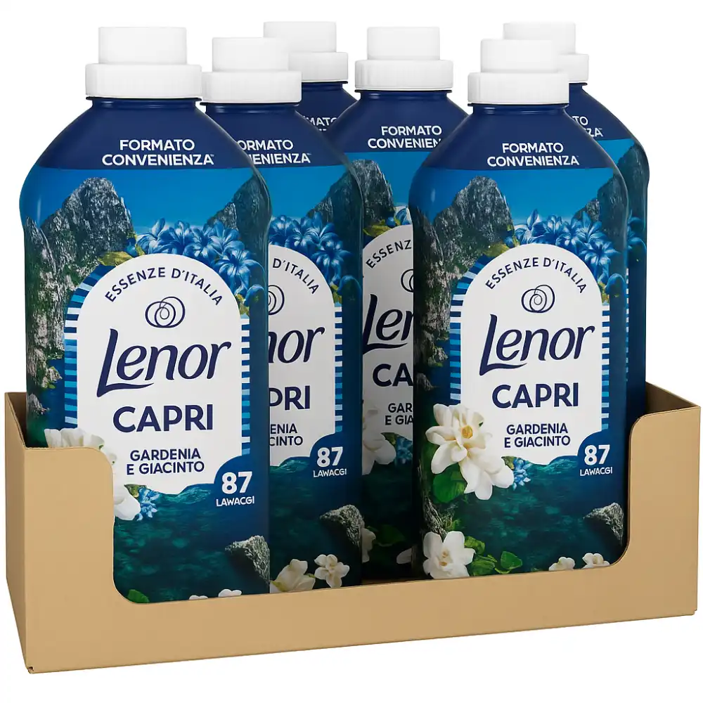 6x Lenor Ammorbidente Capri 87 Lavaggi – Essenze Gardenia e Giacinto