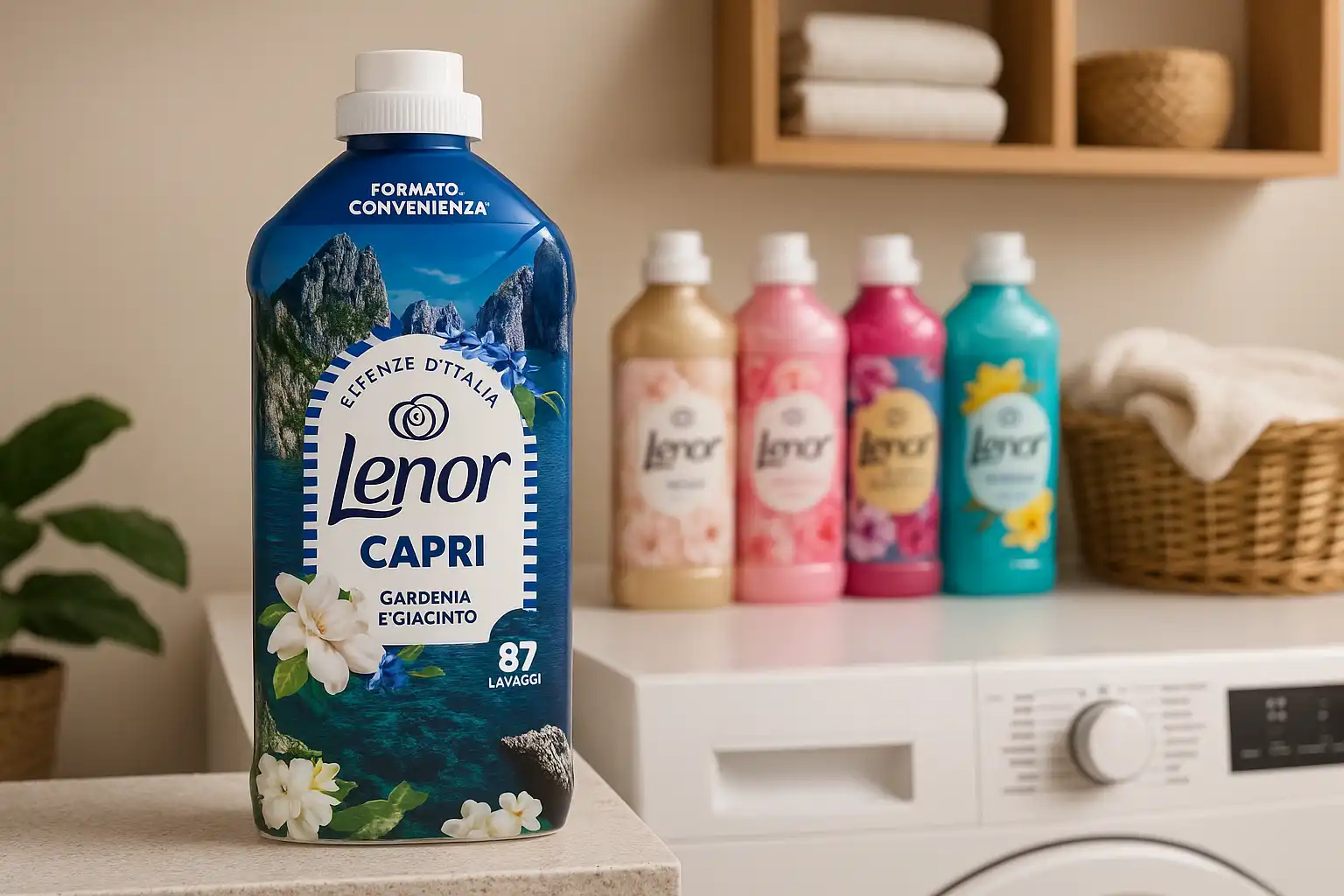 6x Lenor Ammorbidente Capri 87 Lavaggi – Essenze Gardenia e Giacinto