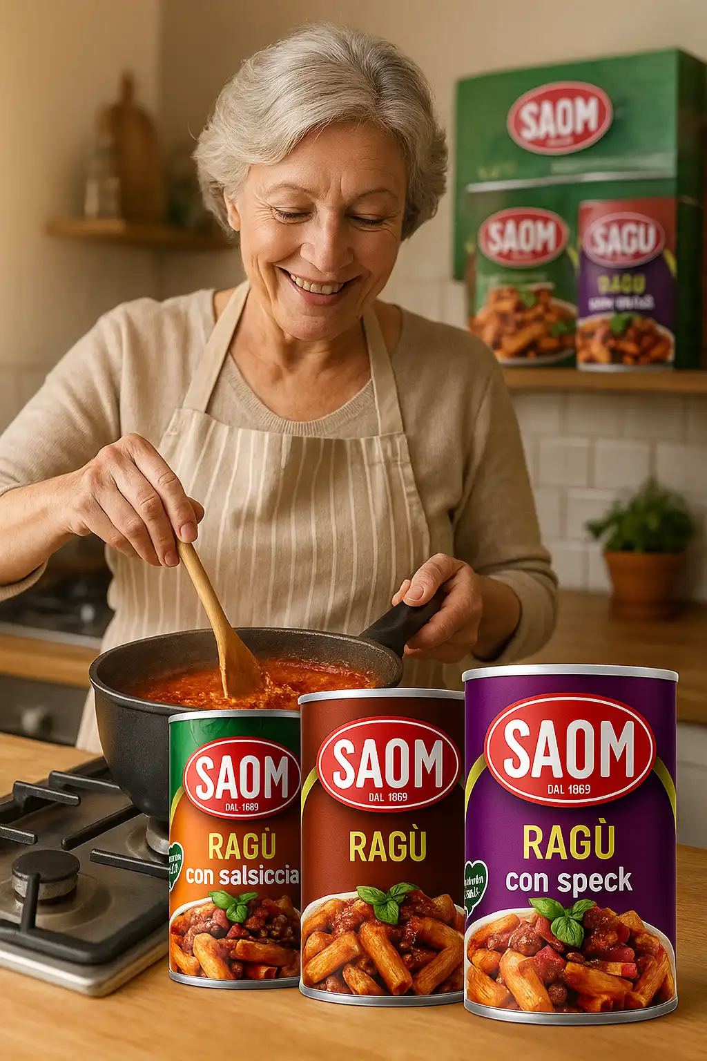 3x Confezioni SAOM Ragù 2x180g Classico, con Speck, con Salsiccia Tot 6 Lattine