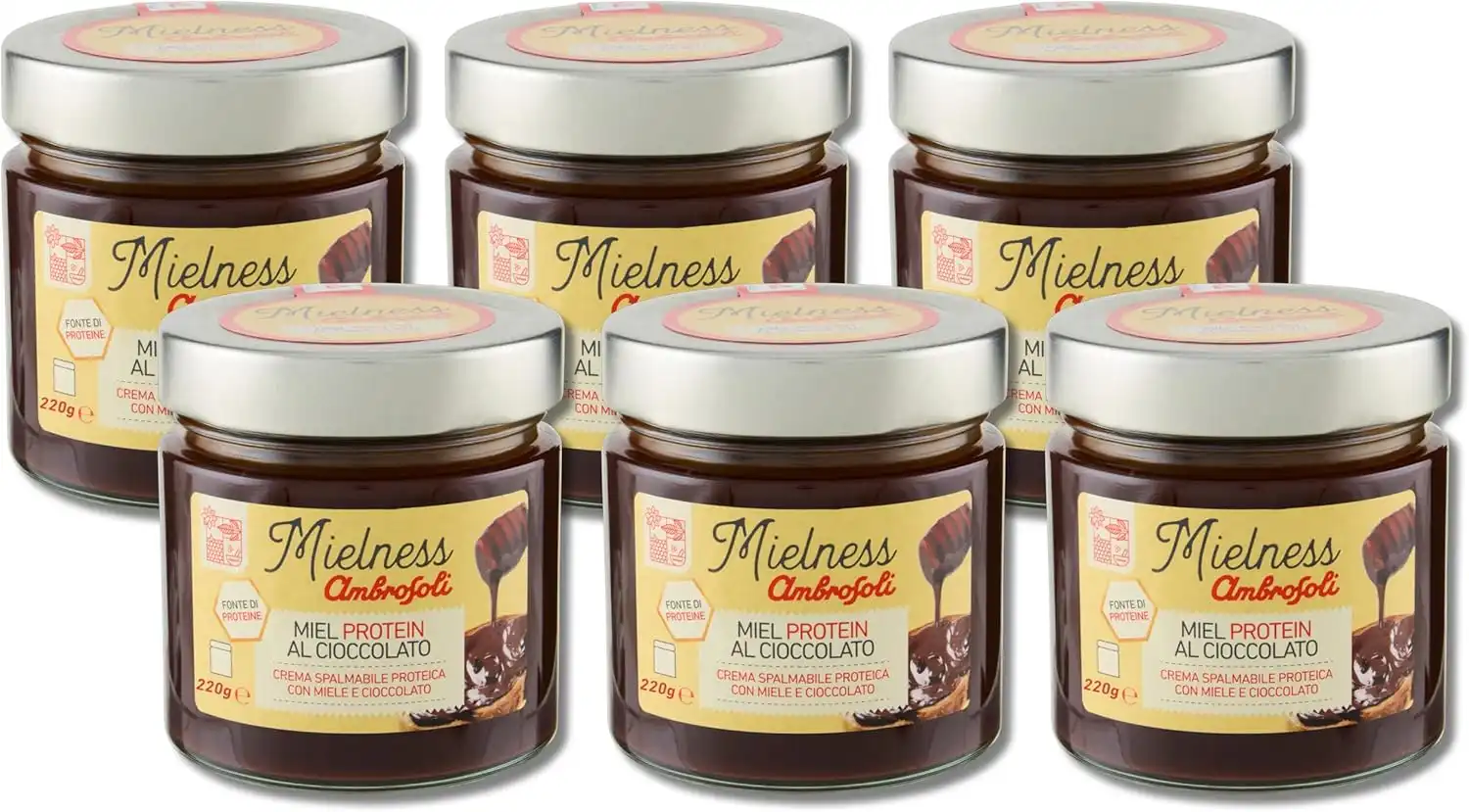 6x Mielness Miel Protein 220g Crema Proteica al Cioccolato con Miele Ambrosoli