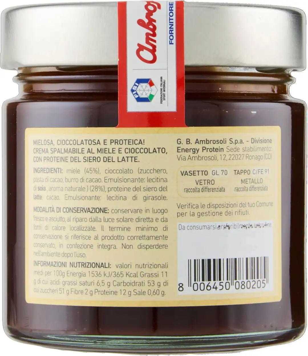 3x Mielness Miel Protein 220g Crema Proteica al Cioccolato con Miele Ambrosoli