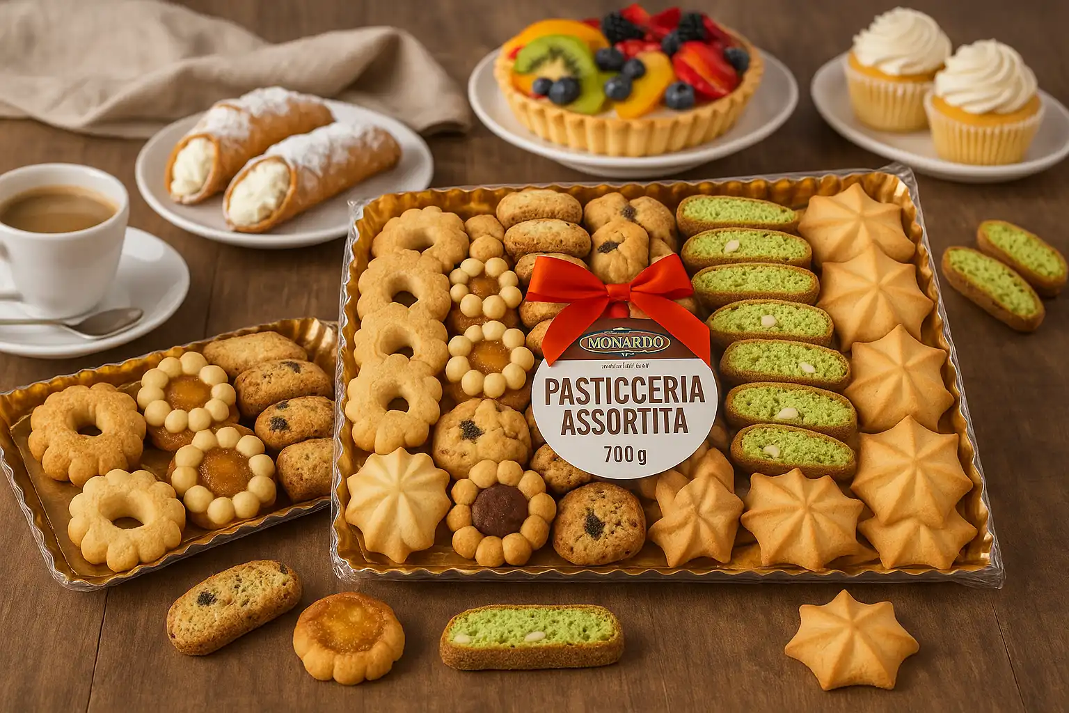 3x Monardo Pasticceria Assortita 700g Vassoio Dolci Secchi Misti Frollini Regalo