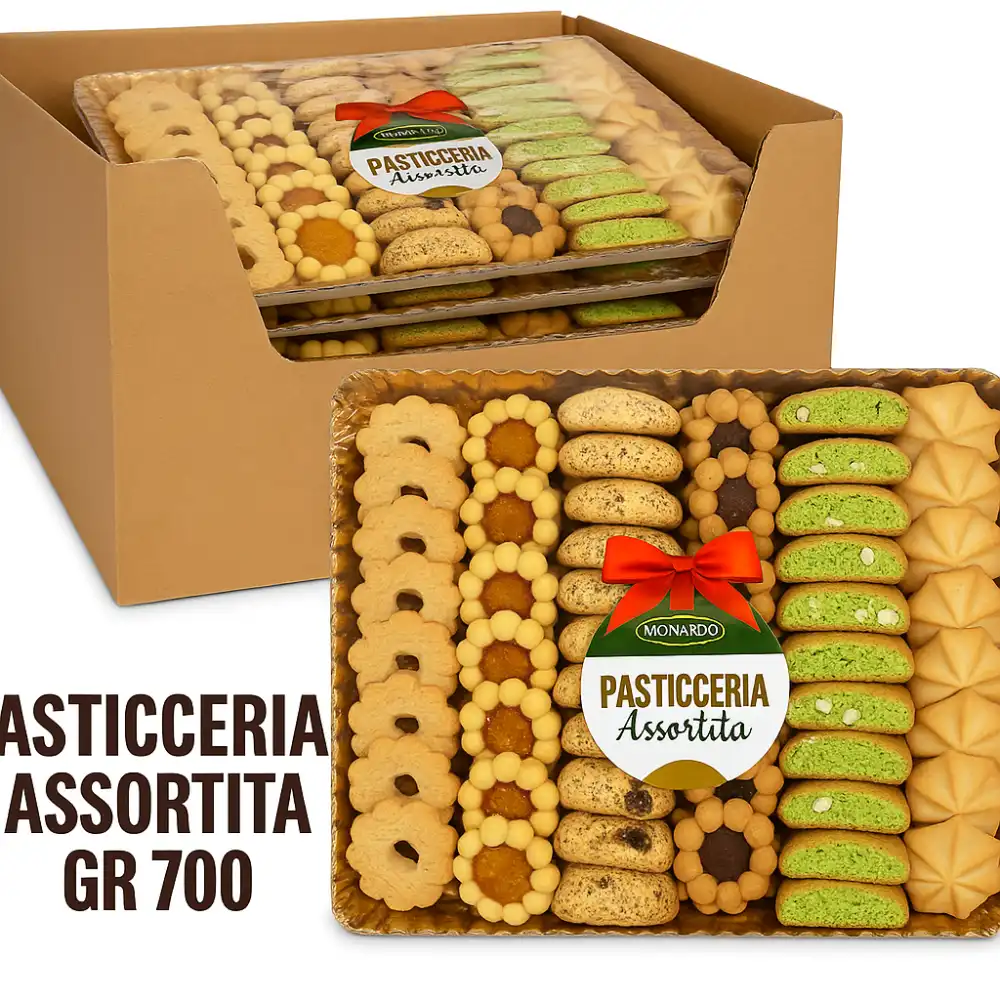 3x Monardo Pasticceria Assortita 700g Vassoio Dolci Secchi Misti Frollini Regalo