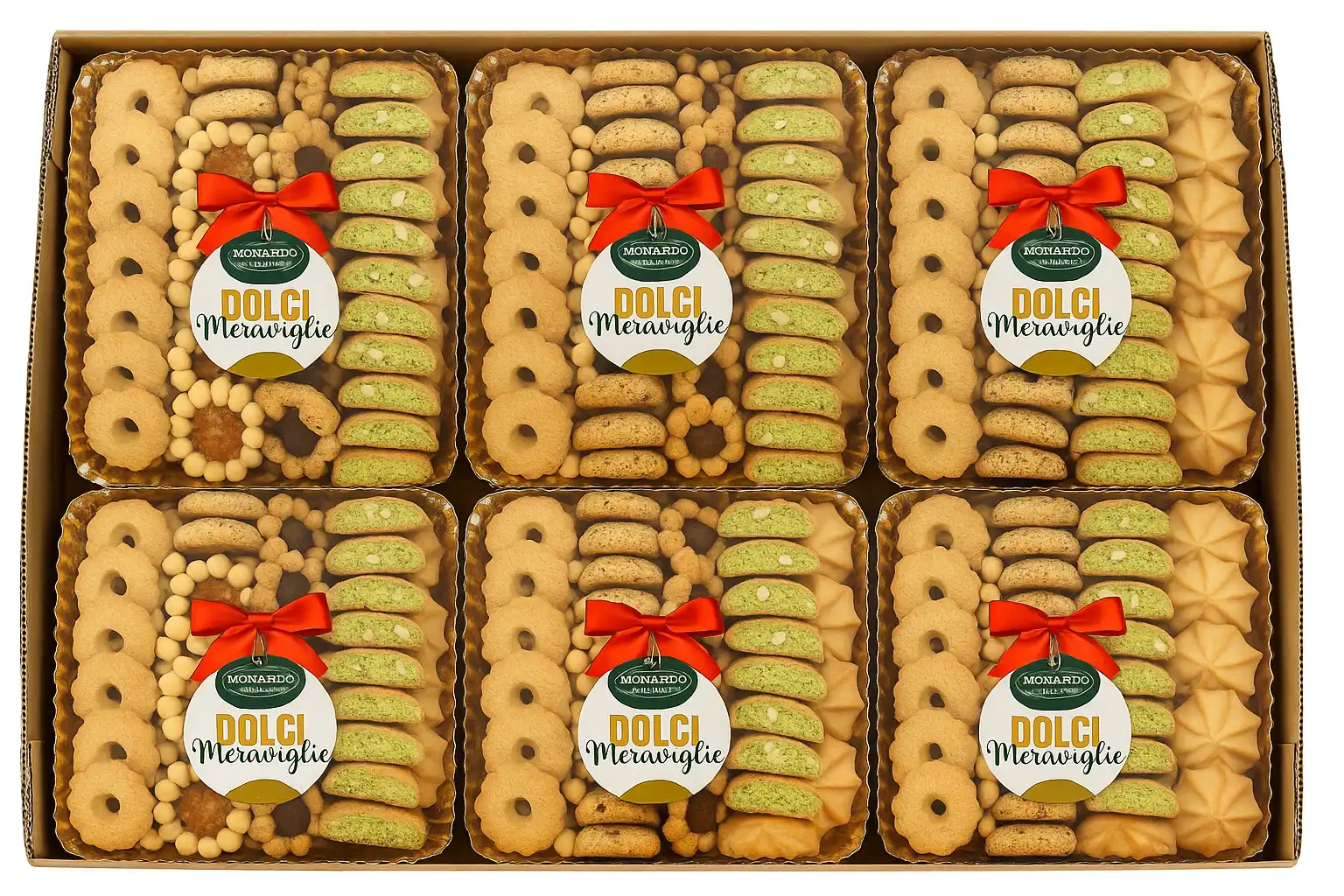 6x Monardo Pasticceria Assortita 700g Vassoio Dolci Secchi Misti Frollini Regalo