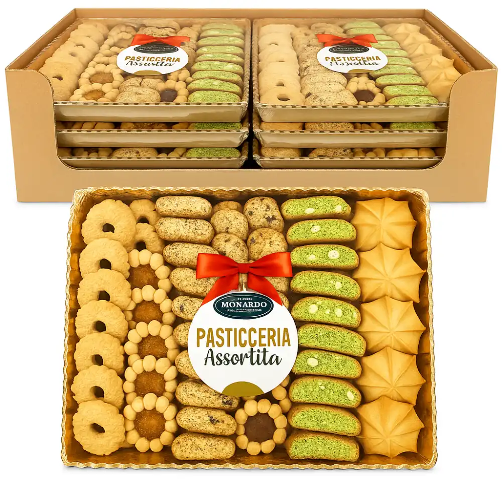 6x Monardo Pasticceria Assortita 700g Vassoio Dolci Secchi Misti Frollini Regalo