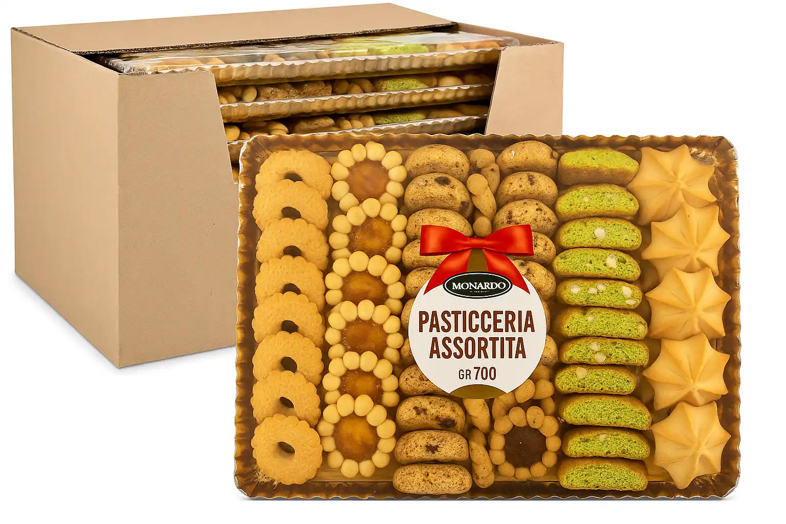3x Monardo Pasticceria Assortita 700g Vassoio Dolci Secchi Misti Frollini Regalo