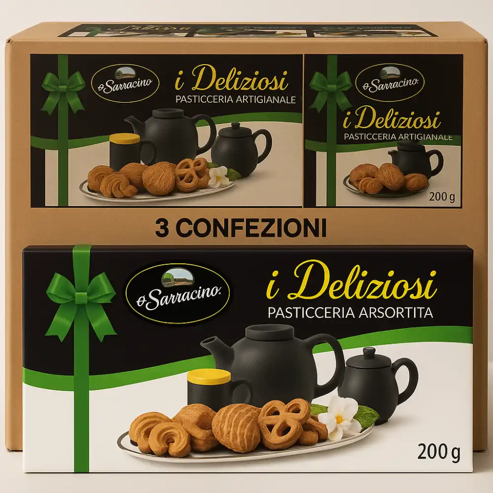 3x I Deliziosi Pasticceria Assortita 200g Biscotti Secchi Dolci Artigianali Box