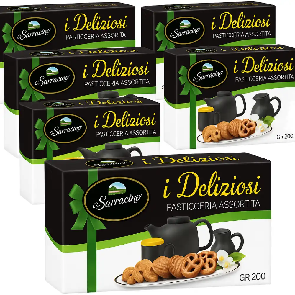 6x I Deliziosi Pasticceria Assortita 200g Biscotti Secchi Dolci Artigianali Box