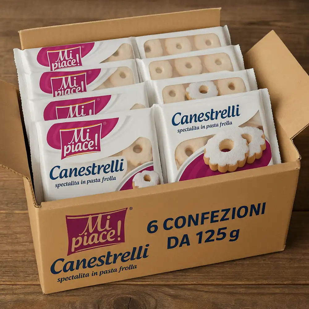 6x Mi Piace Canestrelli 125g Biscotti Pasta Frolla Zucchero a Velo Dolce