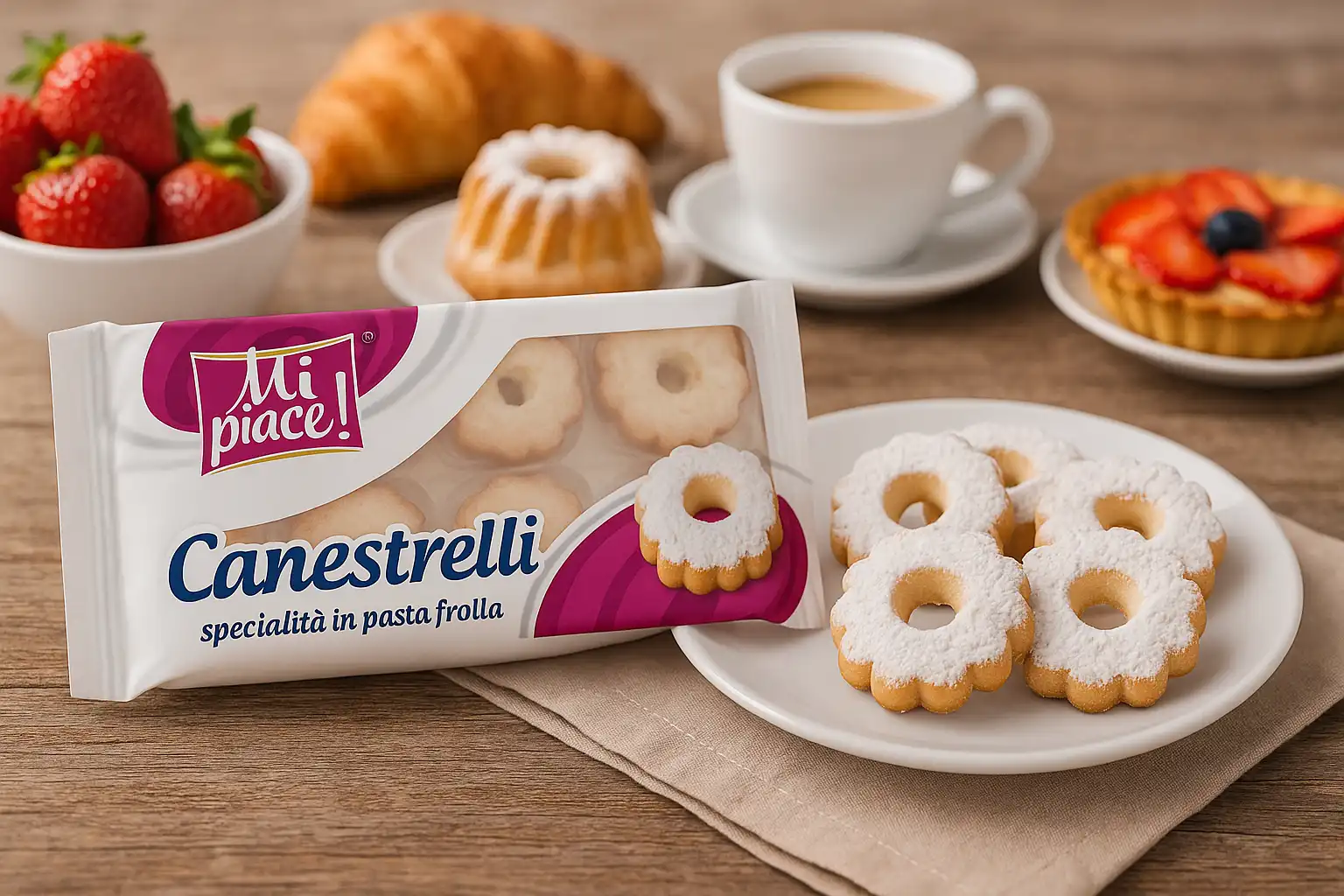 12x Mi Piace Canestrelli 125g Biscotti Pasta Frolla Zucchero a Velo Dolce Scorta