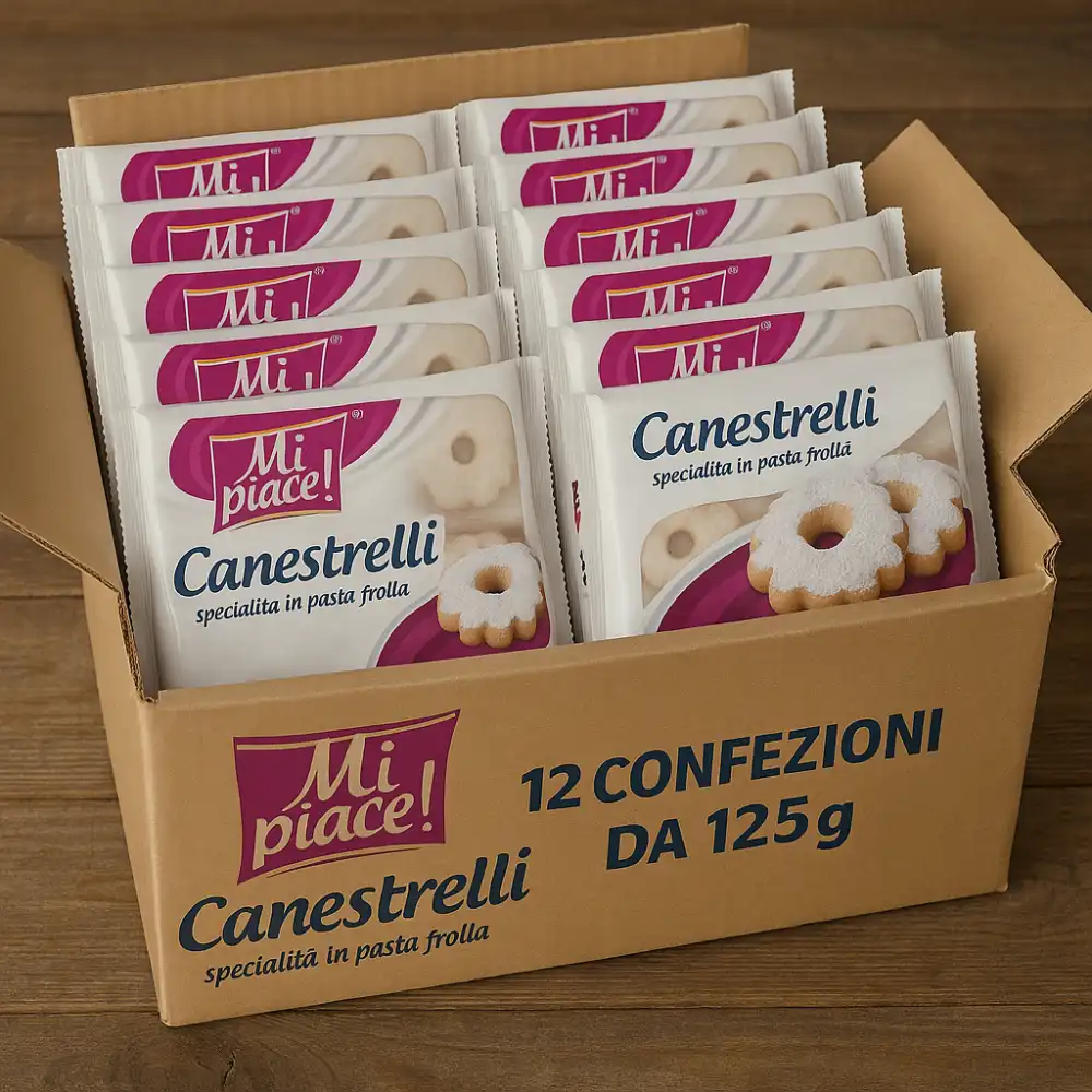 12x Mi Piace Canestrelli 125g Biscotti Pasta Frolla Zucchero a Velo Dolce Scorta