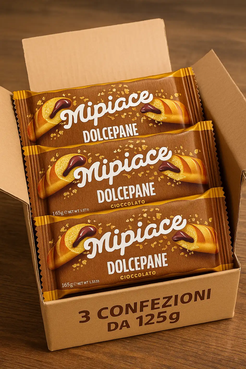 3x Mi Piace Dolcepane Cioccolato 165g Merendine Morbide Ripiene Snack Colazione