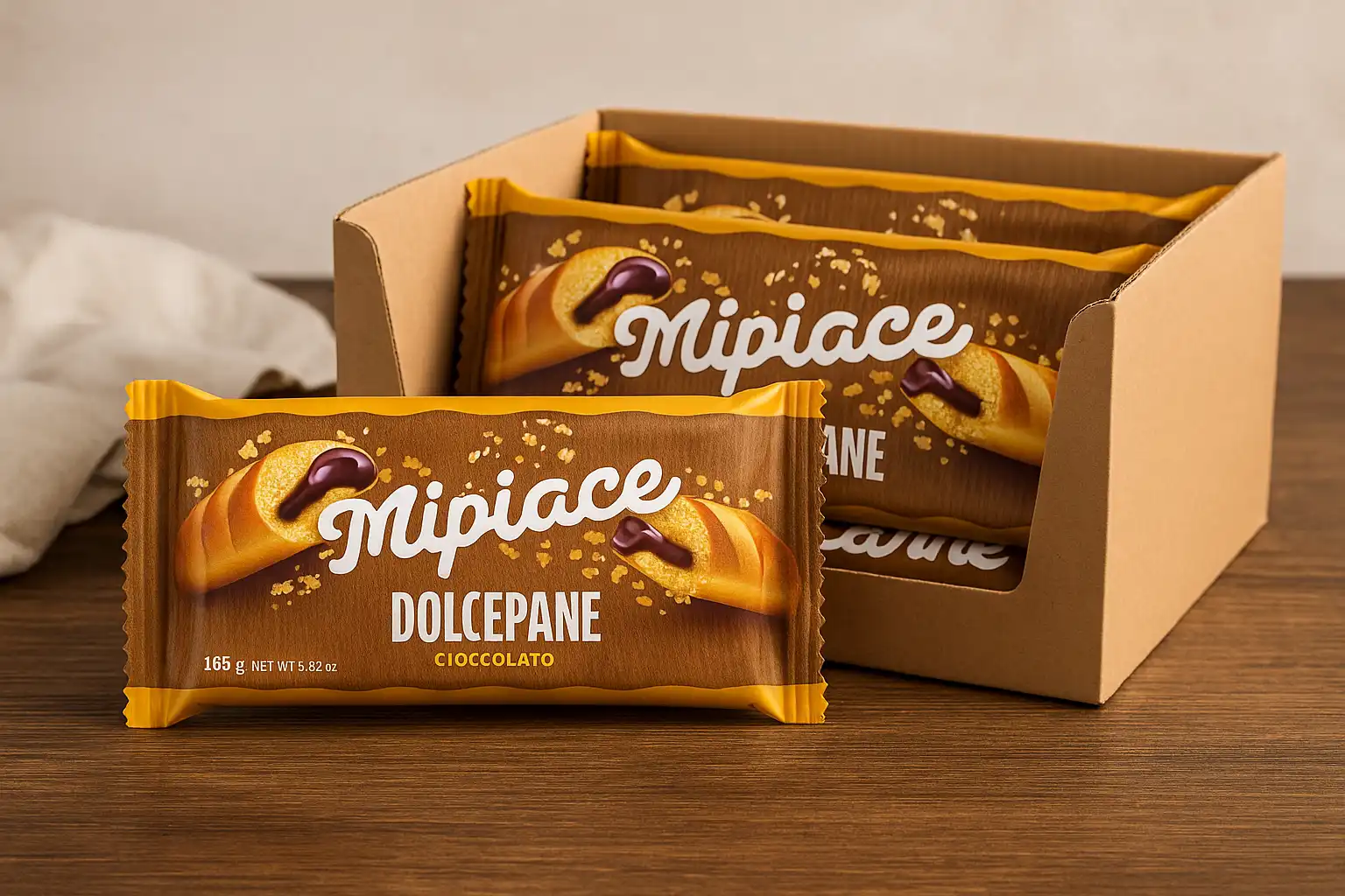 3x Mi Piace Dolcepane Cioccolato 165g Merendine Morbide Ripiene Snack Colazione