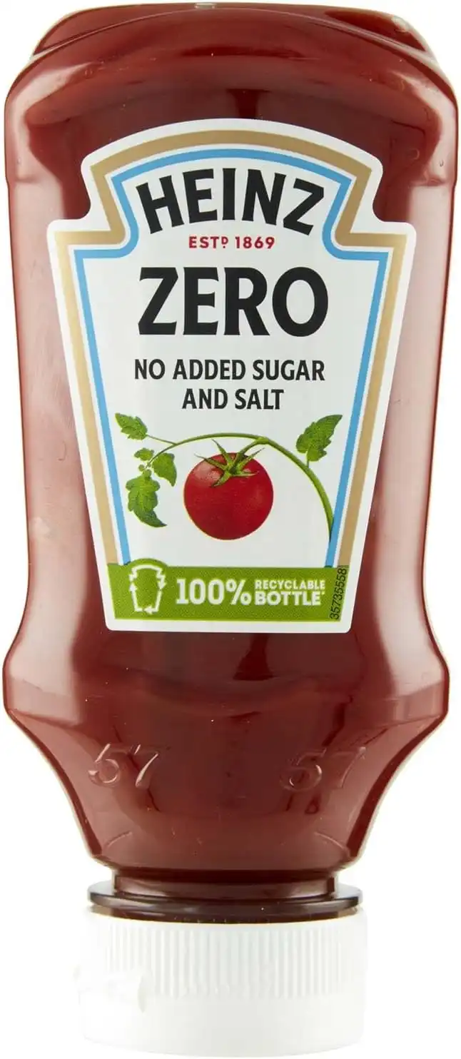10x Heinz Ketchup Zero 220g Top Down Senza Zuccheri e Sale Aggiunti Pomodoro