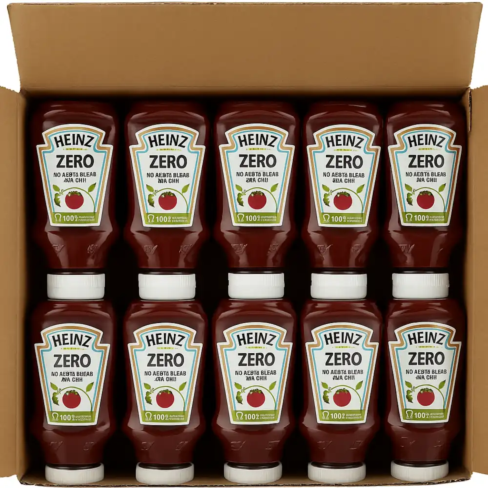 10x Heinz Ketchup Zero 220g Top Down Senza Zuccheri e Sale Aggiunti Pomodoro