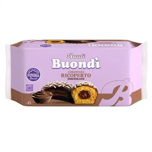6x Bauli Buondì Ricoperto Cioccolato 320g (6 Merendine) Colazione Dolce Scorta