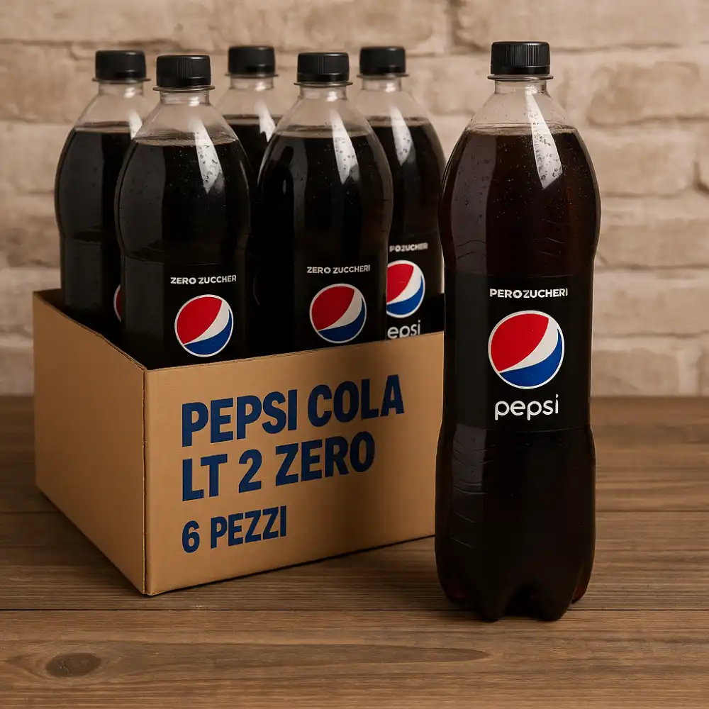 6x Pepsi Cola Zero Zuccheri 2L Bottiglia Bibita Gassata Scorta Bevanda Light