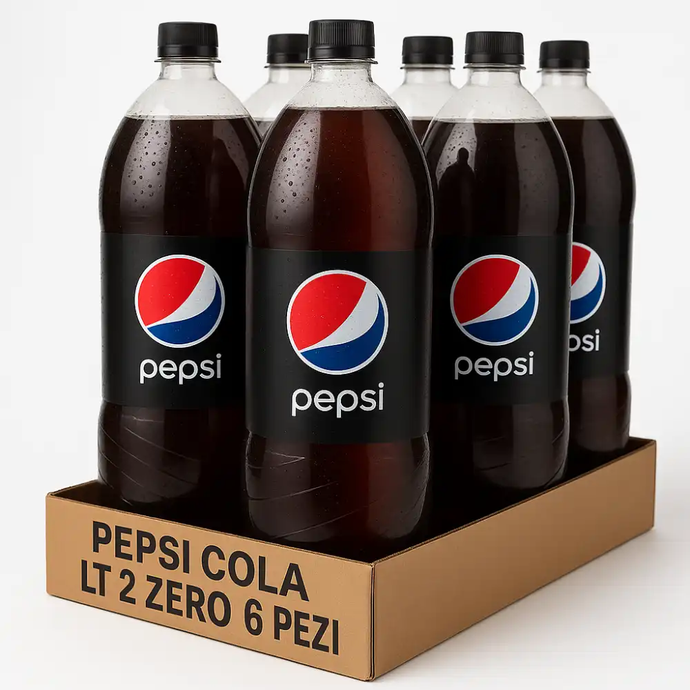 6x Pepsi Cola Zero Zuccheri 2L Bottiglia Bibita Gassata Scorta Bevanda Light