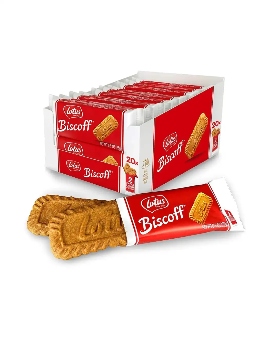 20x Lotus Biscoff 25g Twinpack Biscotti Caramellati Singoli Perfetti Caffè Snack
