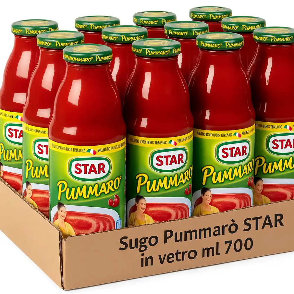 12x Sugo Star Pummarò Vellutata 700ml Bottiglia Vetro Passata Pomodoro Italiana