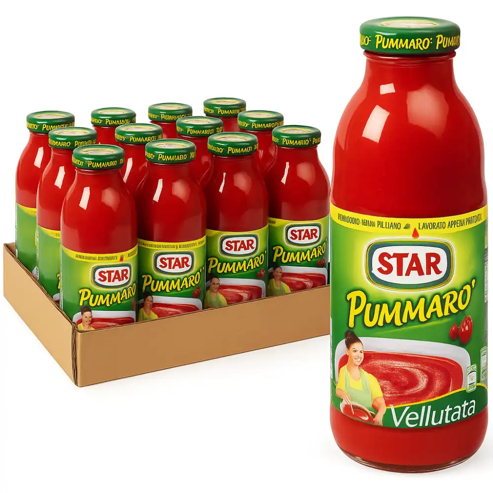 12x Sugo Star Pummarò Vellutata 700ml Bottiglia Vetro Passata Pomodoro Italiana