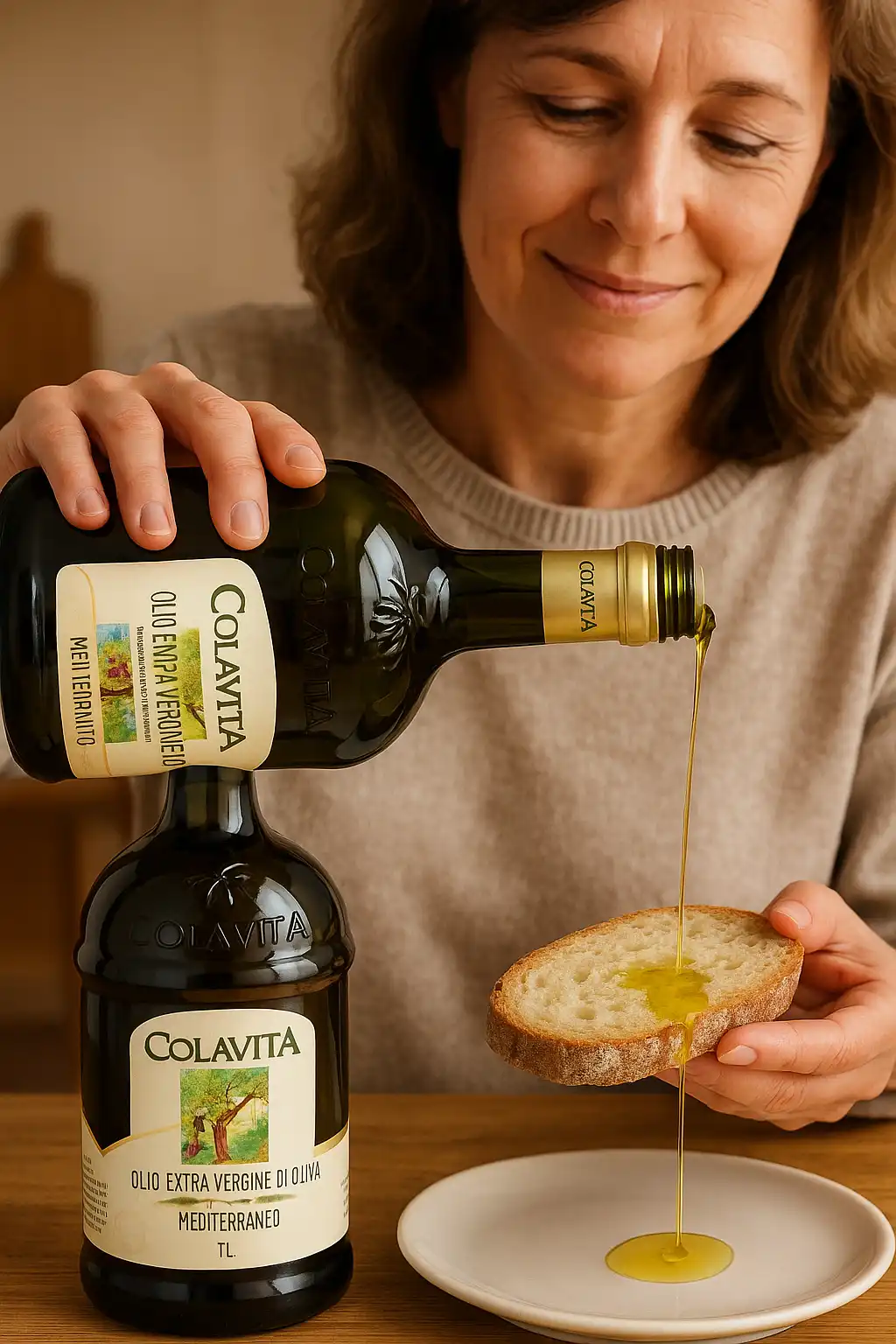 6x Colavita Olio Extravergine di Oliva 1L Mediterraneo Vetro Estratto a Freddo