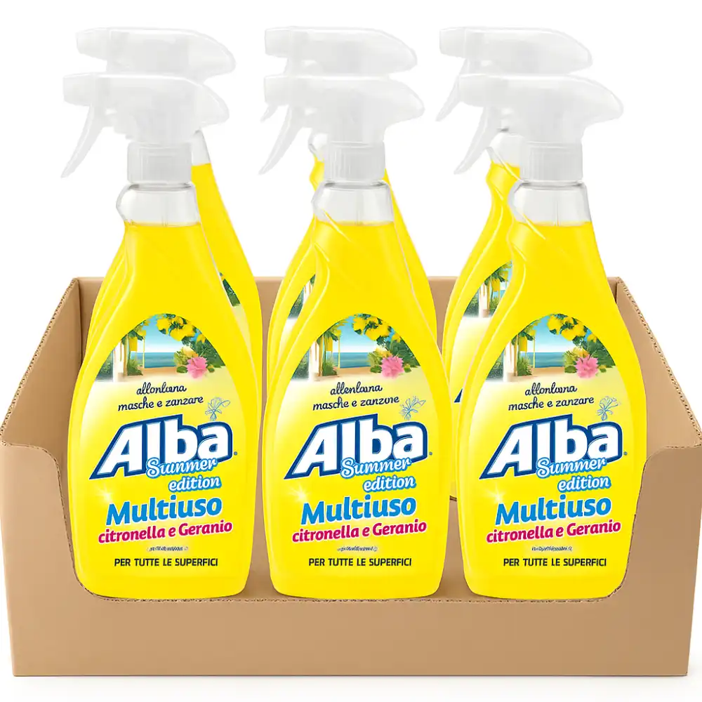 6x Spray Igienizzante Alba 650ml Citronella Geranio – Pulizia & Repellente