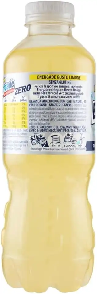 12x Energade Zero 500ml Limone Bevanda Sport Reintegrante Zero Zuccheri Sali