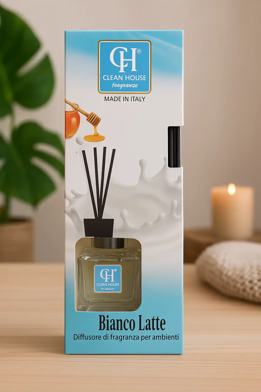 Diffusore Bianco Latte 100ml Bastoncini Profumo Ambiente Lunga Durata Made Italy