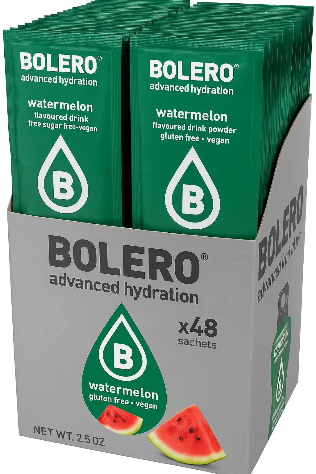 48x Bolero Drink 9g Watermelon Polvere Stevia Senza Zucchero Vegano Gluten Free
