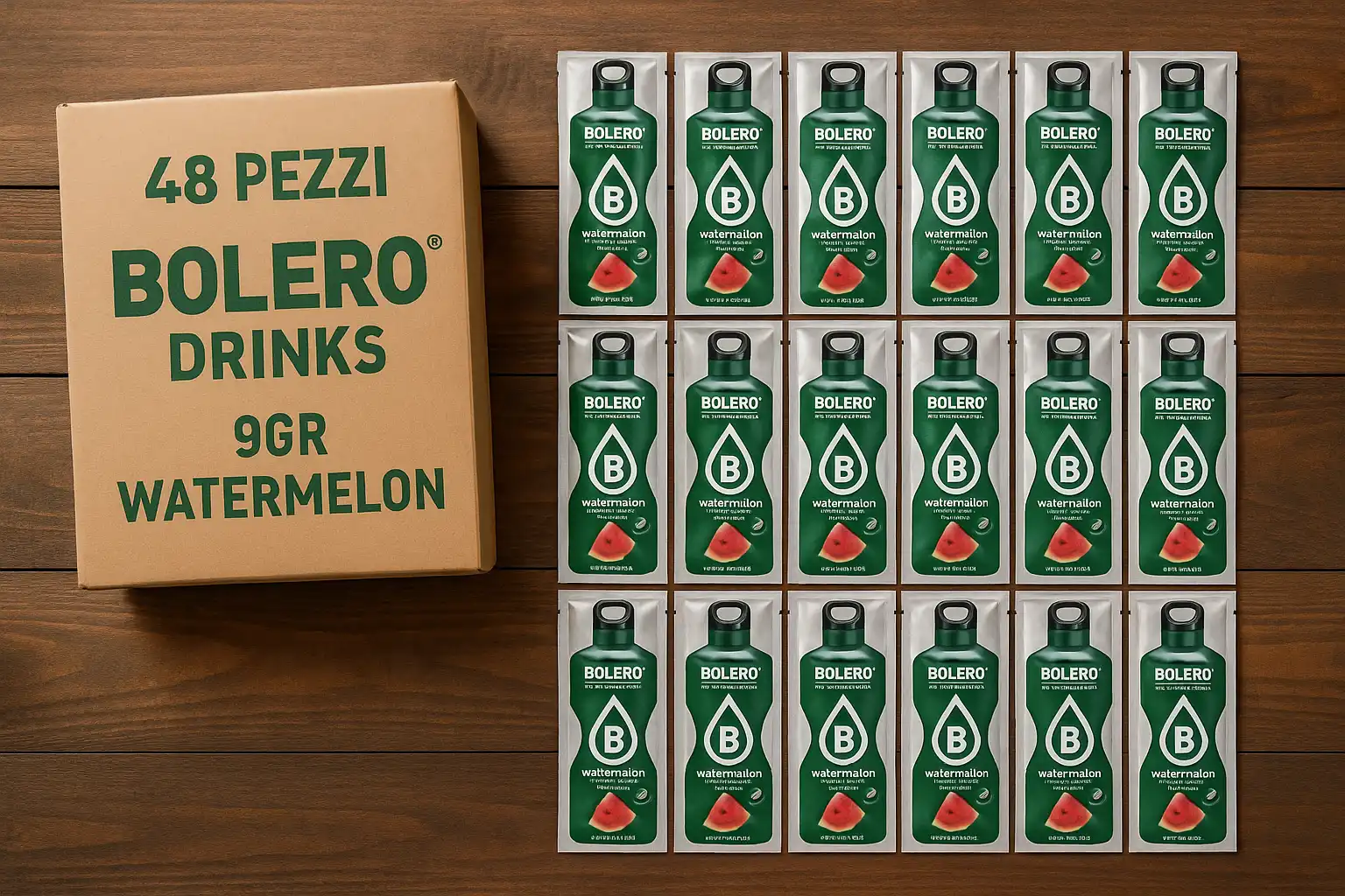 48x Bolero Drink 9g Watermelon Polvere Stevia Senza Zucchero Vegano Gluten Free