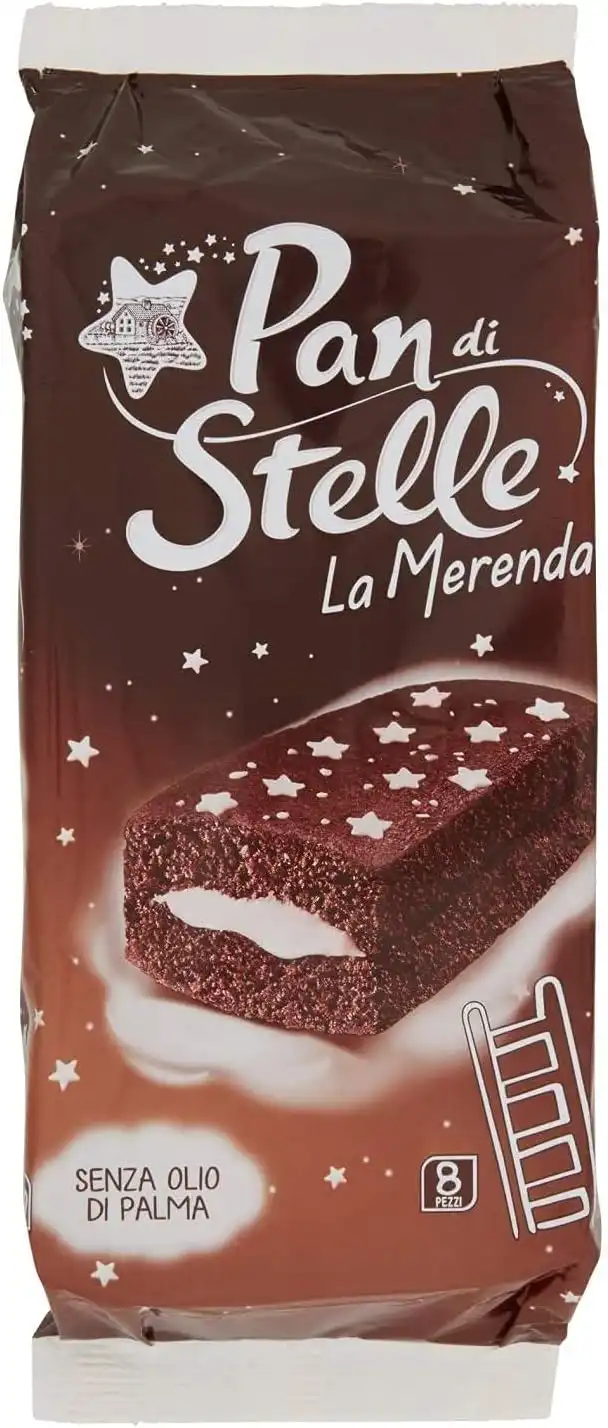 12x Pan di Stelle Merenda 280g 8 Trancini al Latte Cacao Morbidi No Olio Palma