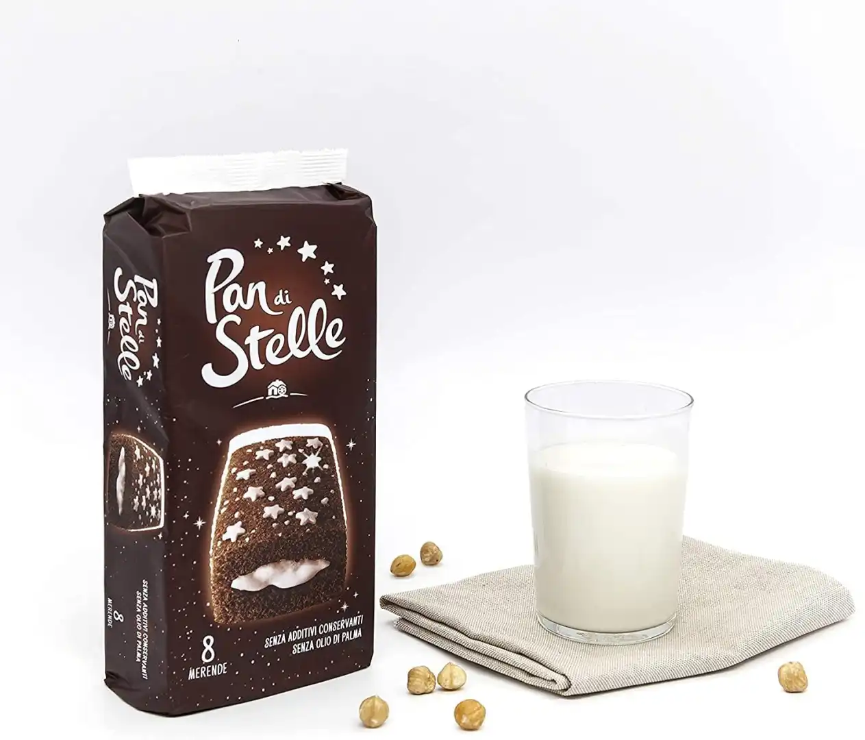 12x Pan di Stelle Merenda 280g 8 Trancini al Latte Cacao Morbidi No Olio Palma