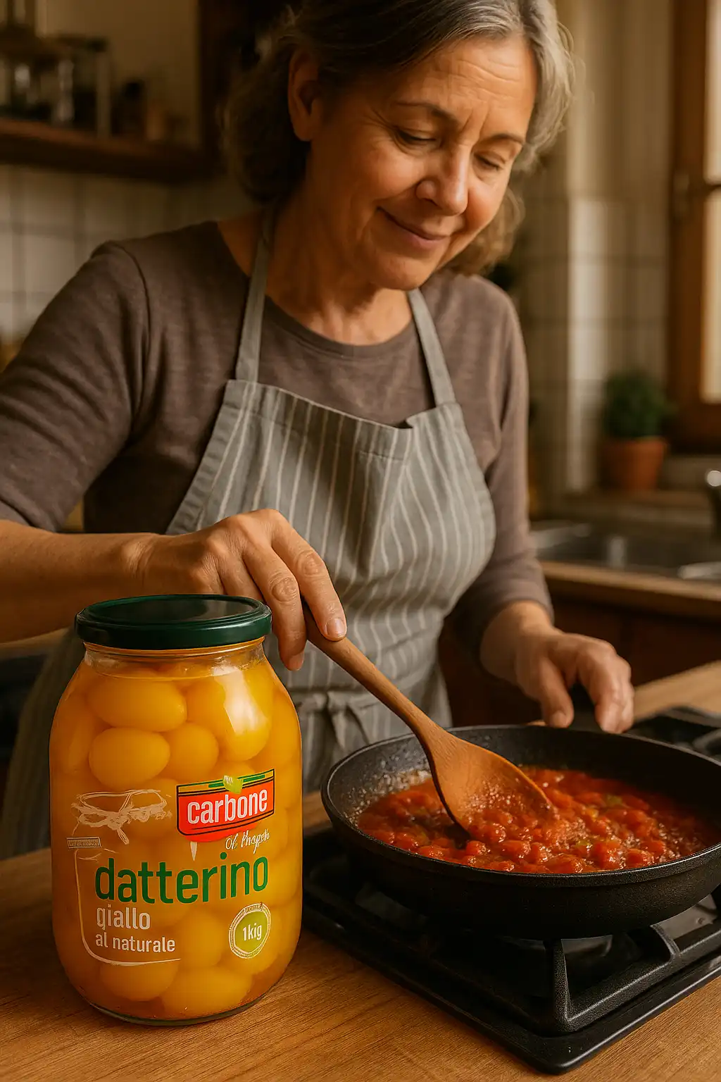 Pomodoro Datterino Giallo al Naturale 1kg Carbone Gourmet Origine Italia Vetro