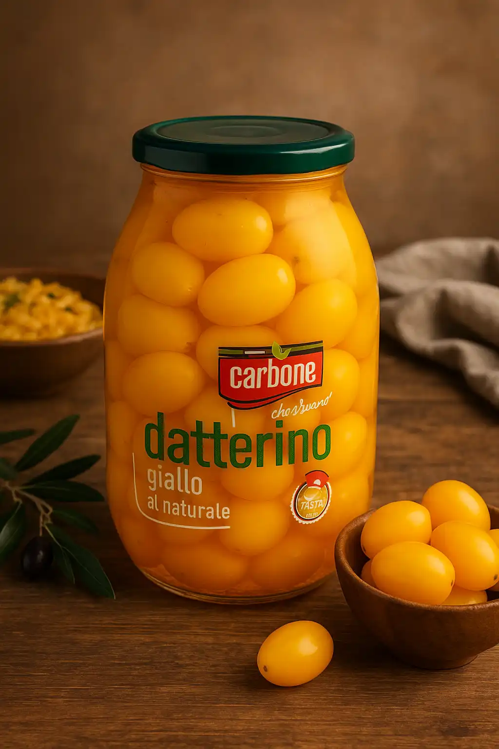 Pomodoro Datterino Giallo al Naturale 1kg Carbone Gourmet Origine Italia Vetro